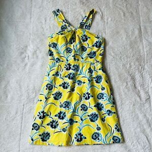 Topshop Floral Yellow & Blue Halter Mini Dress Sz 4
